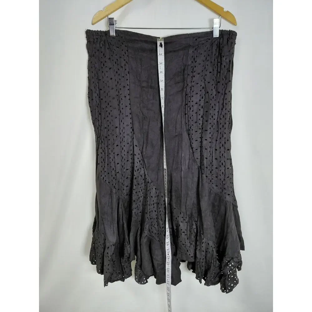 Pretty Angel Silk Blend Black Asymmetric Casual Skirt Women Size L
